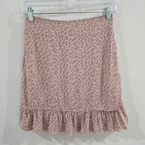 Y2K Brandy Melville Mini Skirt Size 6 Petite Floral Pink Chiffon Fairy Feminine